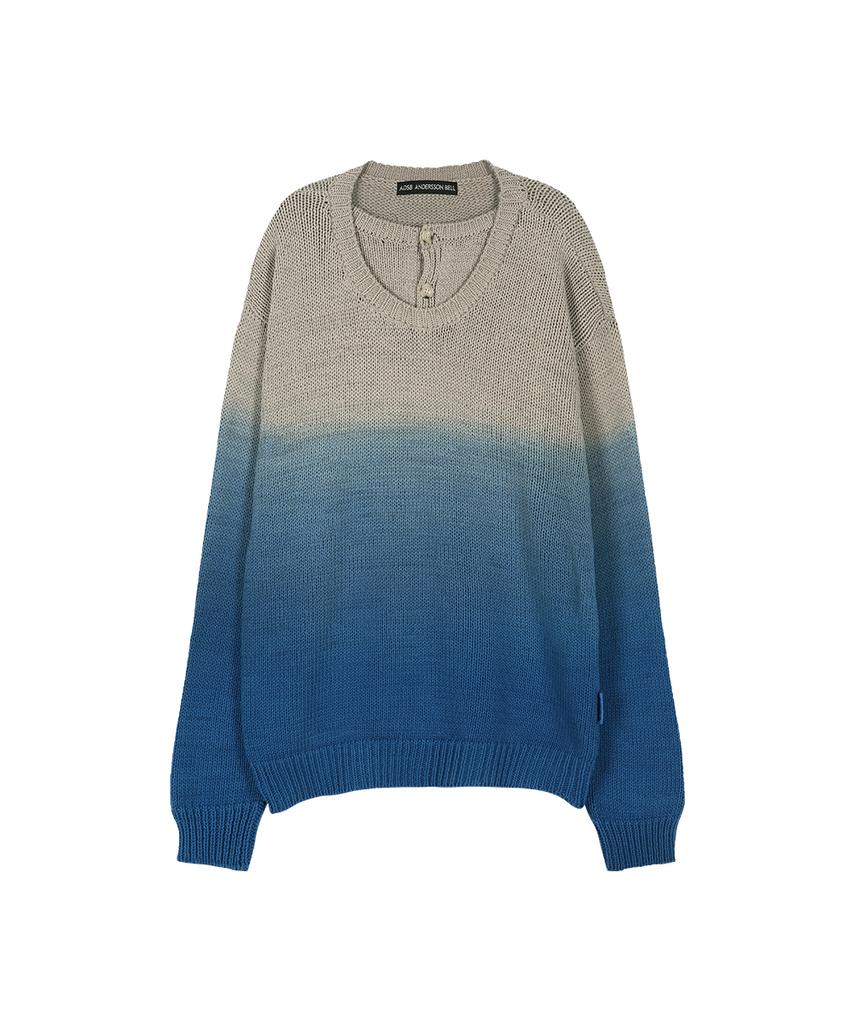 ADSB ANDERSSON BELL Gradient Henry-Neck Sweater Atb1412M(Beige/Blue)
