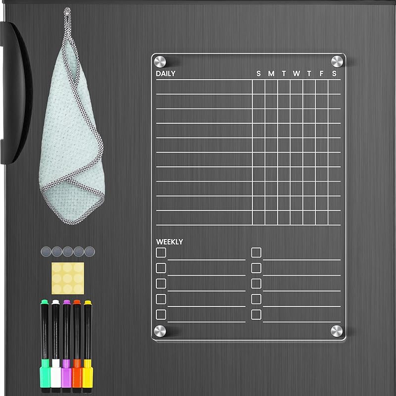 Acrylic Magnetic Chore Chart for Kids Teens Adult Family, Clear Dry Erase Acrylic Chore Chart for Fridge, Responsibility Reward Chore Board for 1 Acrylic Chore