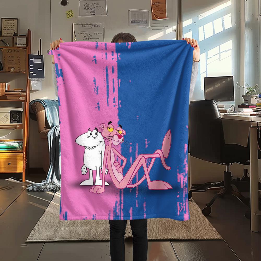 The Pink Panther Flannel Blanket, High Quality Comfortable for All Seasons, Home Decor, Warmth and Comfort