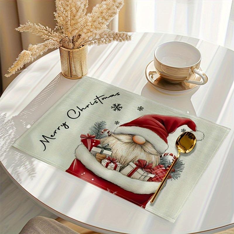 Vikama 4/6/8/10Pcs Christmas Gnome Placemats Holiday Decorative Table Mats Festive Gathering Dining Kitchen Decor Home Decor