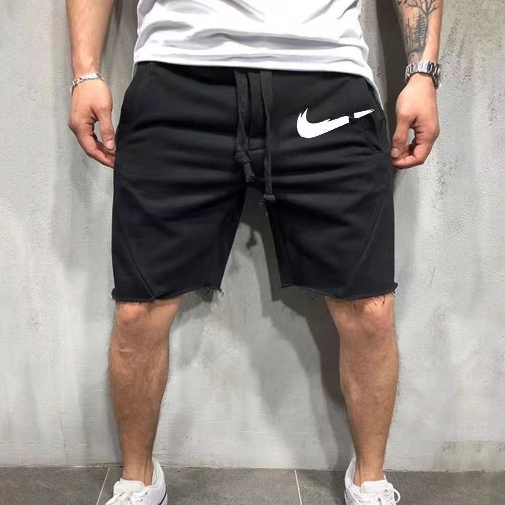 Men's Shorts Solid Color Frayed Shorts 