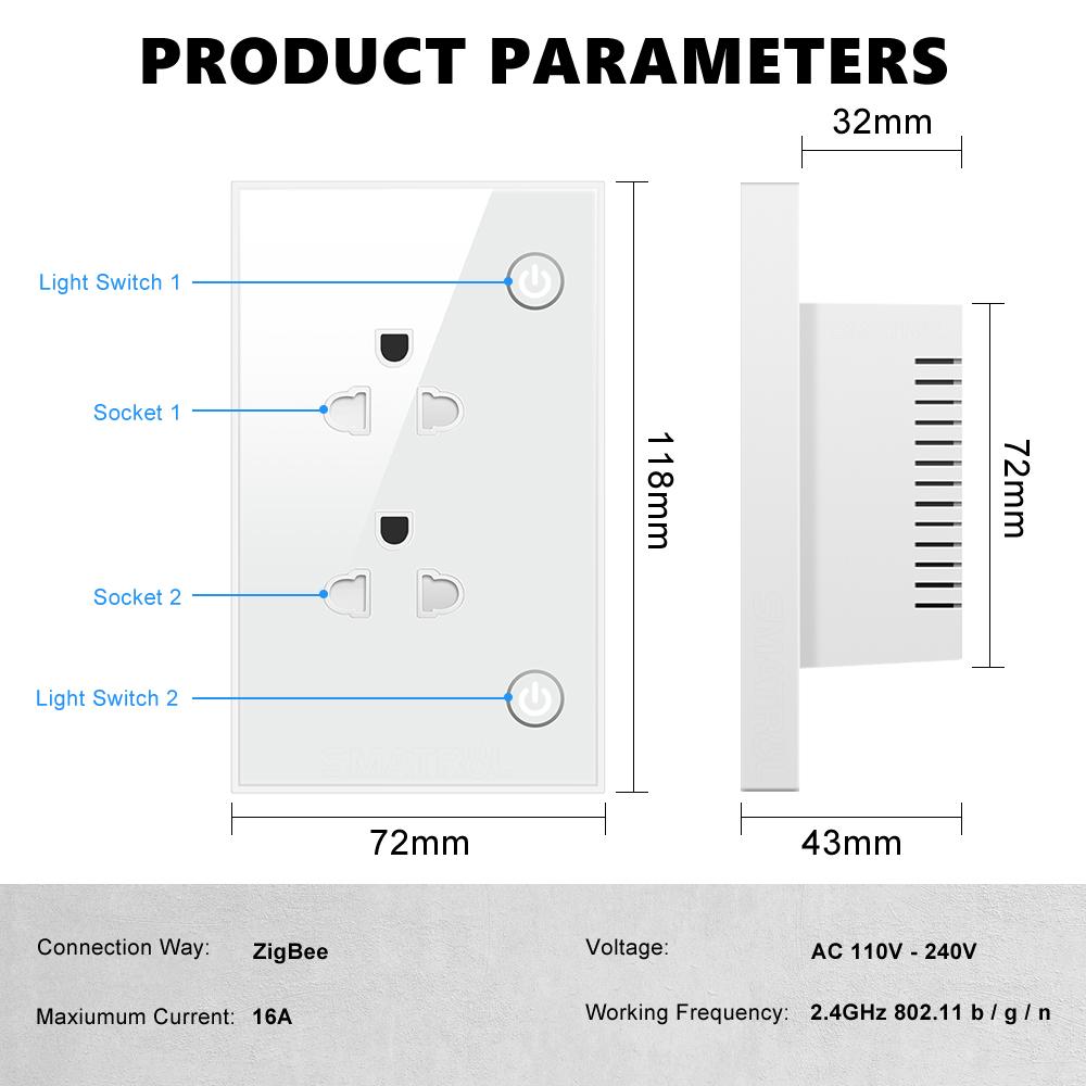 16a Tuya Zigbee Us Eu Adaptor priză inteligentă în priză electrică de perete Temporizator voce pornit oprit 110v 240v pentru Google Home Alexa