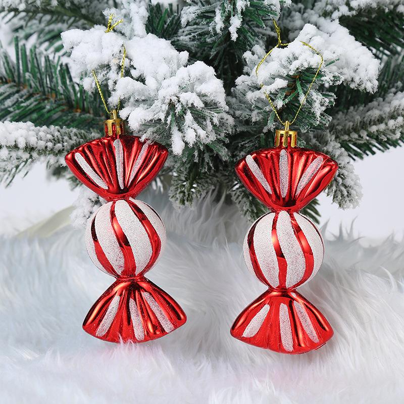 

2 Pcs/Pair Plastic Santa Candy Cane Hanging Pendant Ornament for Merry Christmas Tree Xmas New Year Party Decor Gift L