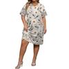 Summer Plus Size V Neck Short Sleeve Knee Pocket  Print Casual Dress For Women