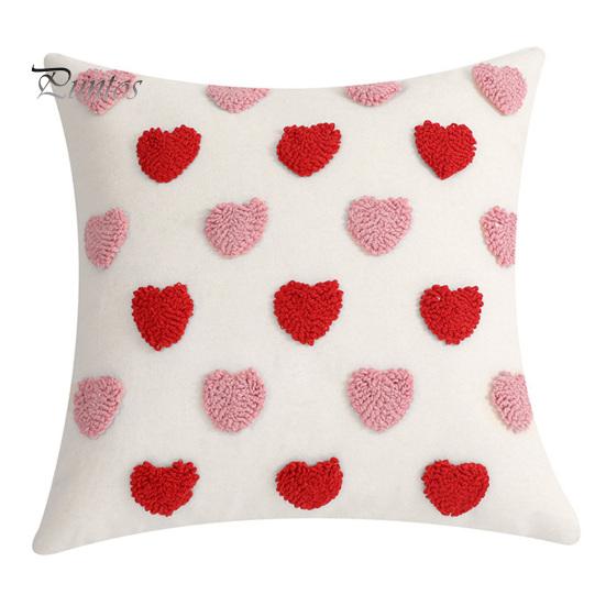 

Наволочка на День святого Валентина с вышивкой в виде 3D-сердца, короткая, плюшевая, блестящая, 45*45 см, скрытая застежка-молния, наволочка для подушки, украшение для спальни, гостиной, дивана C