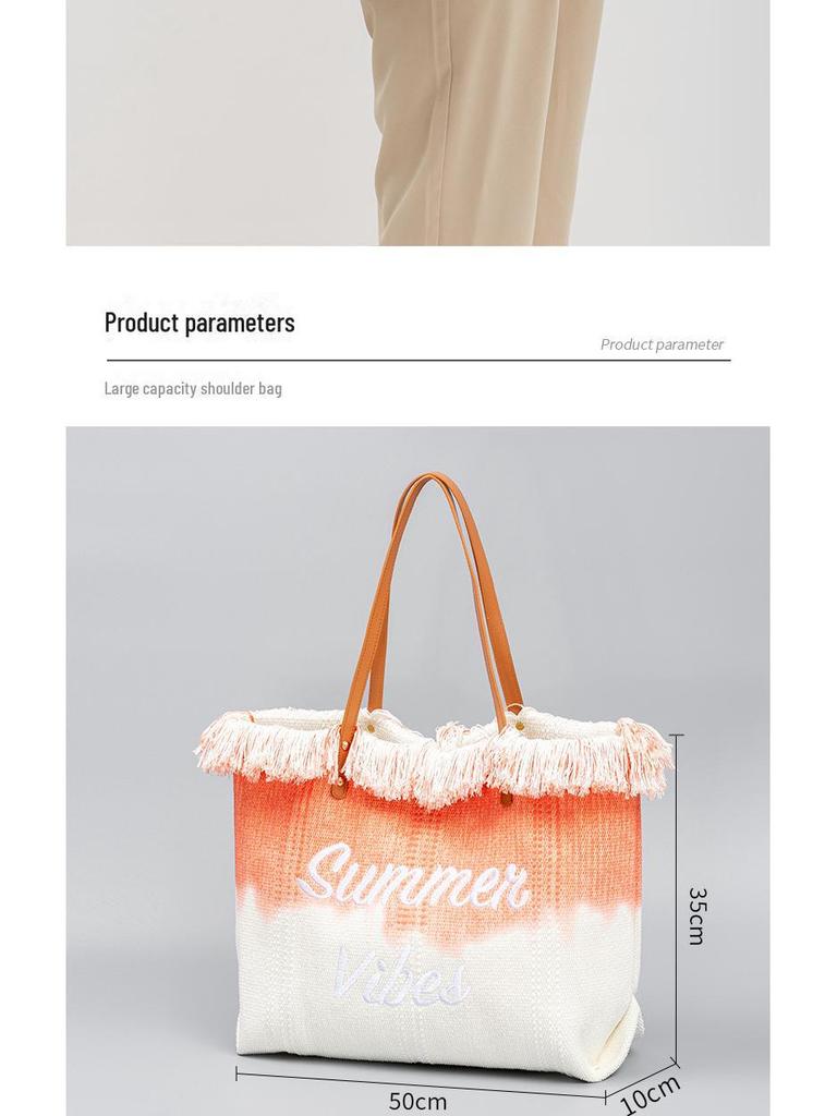 New Embroidered Canvas Shoulder Bag for Beach and Vacation