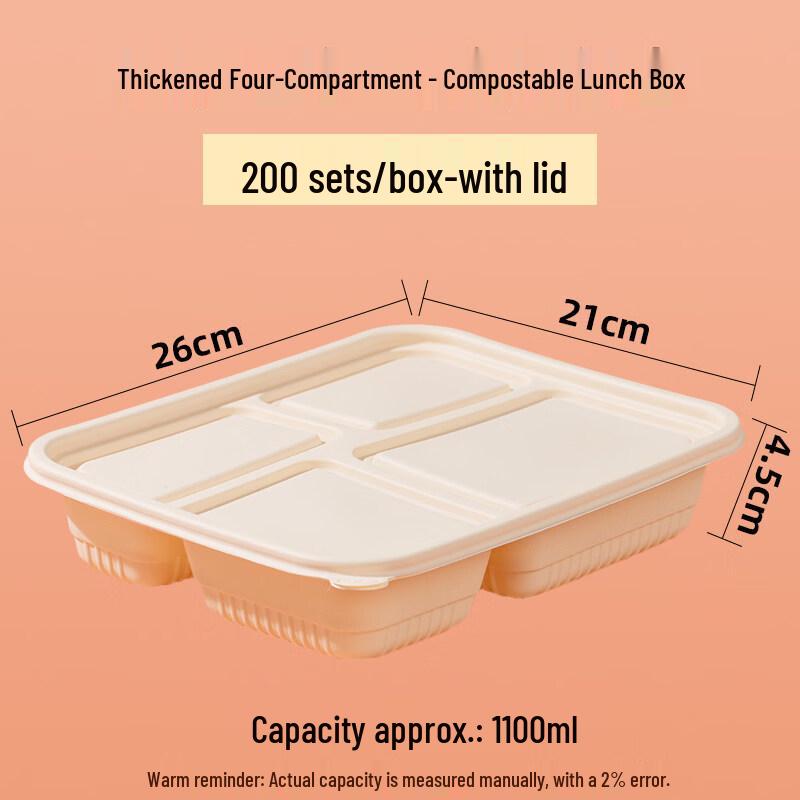 ZISIZ 1000ml Disposable 4-Compartment Food Container