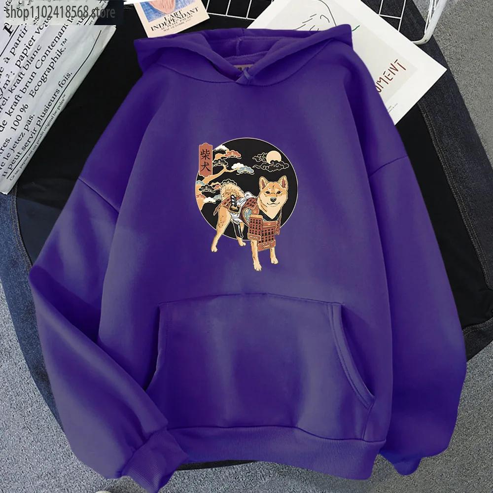 Ramen Shiba Samurai in Roter Rüstung Hoodies Damen Kawaii Hunde Grafik Sweatshirt mit Kapuze Herrenbekleidung