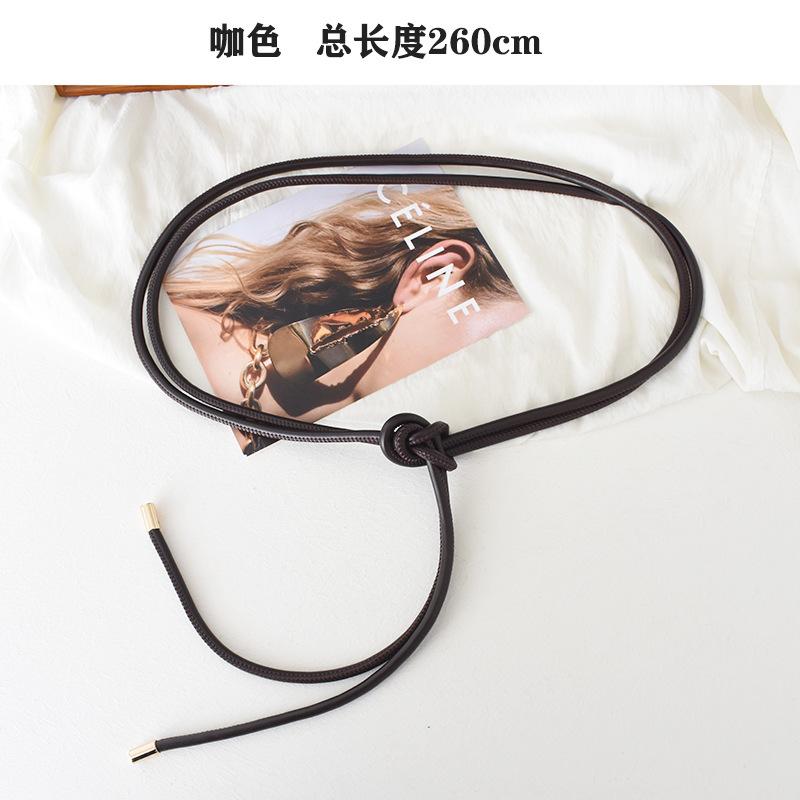 

Chic Soft Womens Pu Leather Waist Tie Belt With Decorative Knot For Coats And Fashion Sweaters коричневый