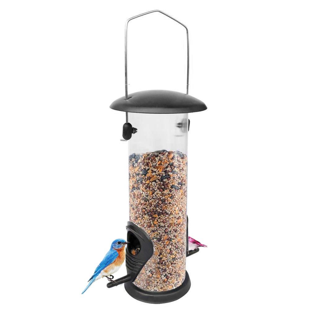 Transparent Tube Wild Bird Feeder Coated Metal Parts Wire Hanging Hook Hanging Bird Feeder Resting Perches Plastic
