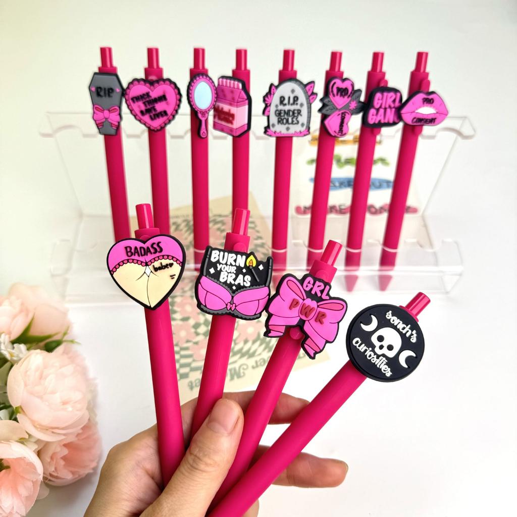 10Pcs Valentine's Day-Themed Ballpoint Pens with Cute Cartoon Roses Icons, Suitable for Use In Offices and Hospitals, A Fun Gift for Valentine's Day,