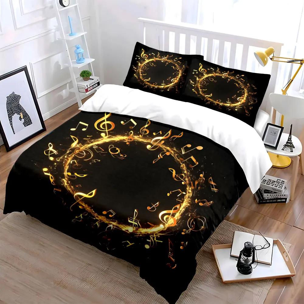 "Golden Musical Decor Set" Soft Comfortable Duvet Cover Bedding Set Included 1*Duvet Cover & 2*Pillowcases gift