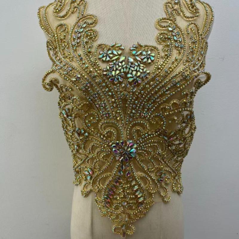 19 Barev Ručně Šité Korálky s Krystaly Krajka Našívací Nášivky s Kamínky na Korzet Šaty Dekorace pro Svatbu