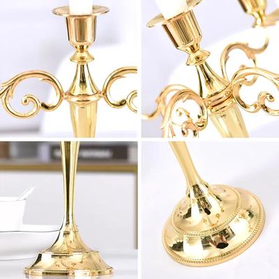Retro 3-Arms Candelabra For Wedding Prop, Candlelight Dinner, Hotel & Home Decoration, Metal Gold/Bronze Plated Candle Holder