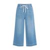 Jean taille haute pour femme, extensible, évasé, jambes droites, ourlet tendance
