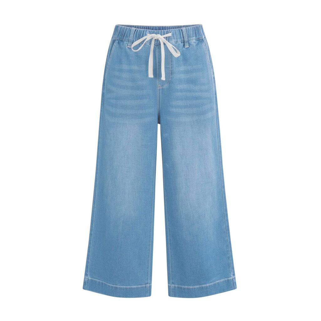 Jean taille haute pour femme, extensible, évasé, jambes droites, ourlet tendance