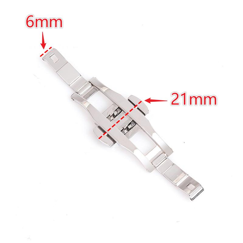 Zilveren Dubbele Druk Vlinder Horlogeband Gesp Staal Vouwsluiting Metaal Heren Dames Horloge Knop 4mm 5mm 6mm Horloge Accessoires