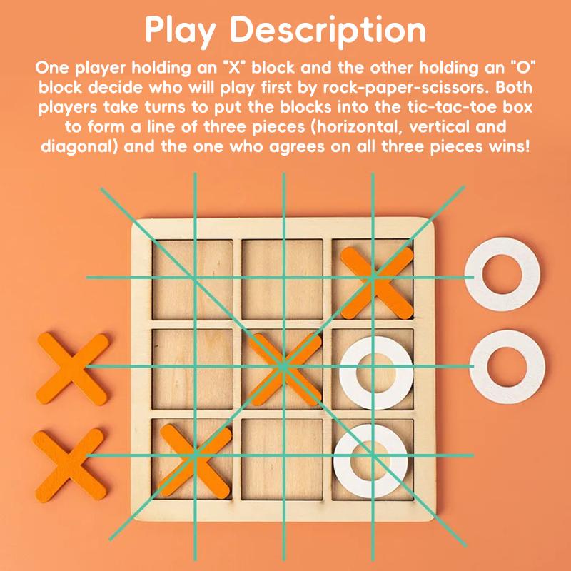 Montessori Interaction Wooden Board Kids Game XO Tic Tac Toe Chess Funny Developing Intelligent Educational Toy Puzzles 3D Maze