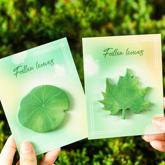 4PCS Memo Notes with Leaf Shape Smooth Writing Memo Sticker Strong Adhesive Reusable Practical Reminder Notes for Home Office