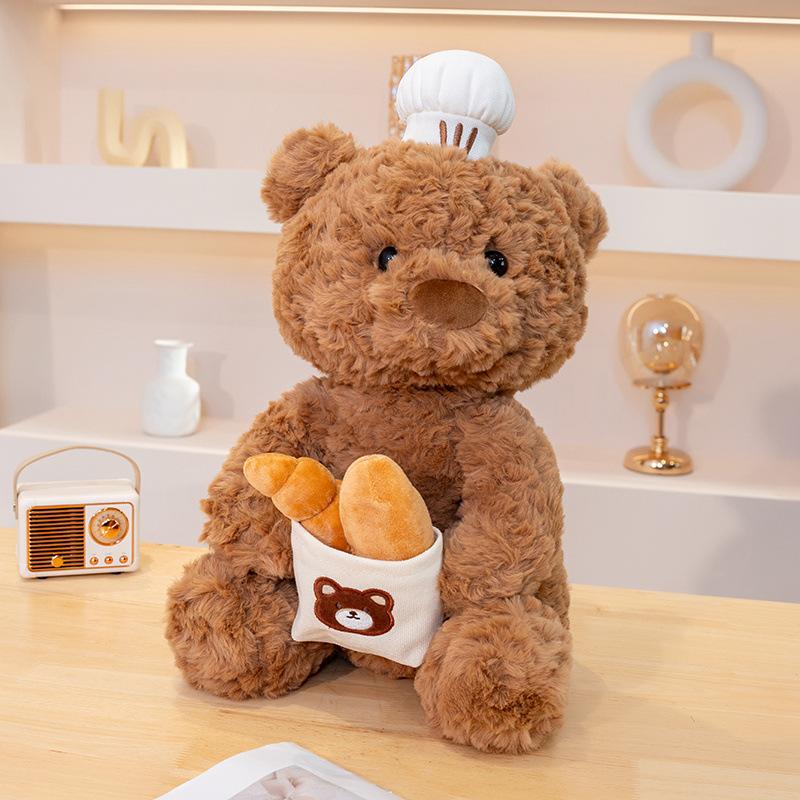 

Cute pastry chef bear teddy bear doll plush toy hug bear doll child company soothing doll 27cm