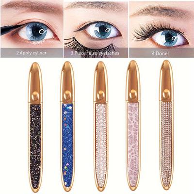 5 Farben 2 IN 1 Selbstklebender Eyeliner-Stift für falsche Wimpern. Kleberfrei, magnetisch, wasserfest, kein Ausblühen. Eyeliner-Stift