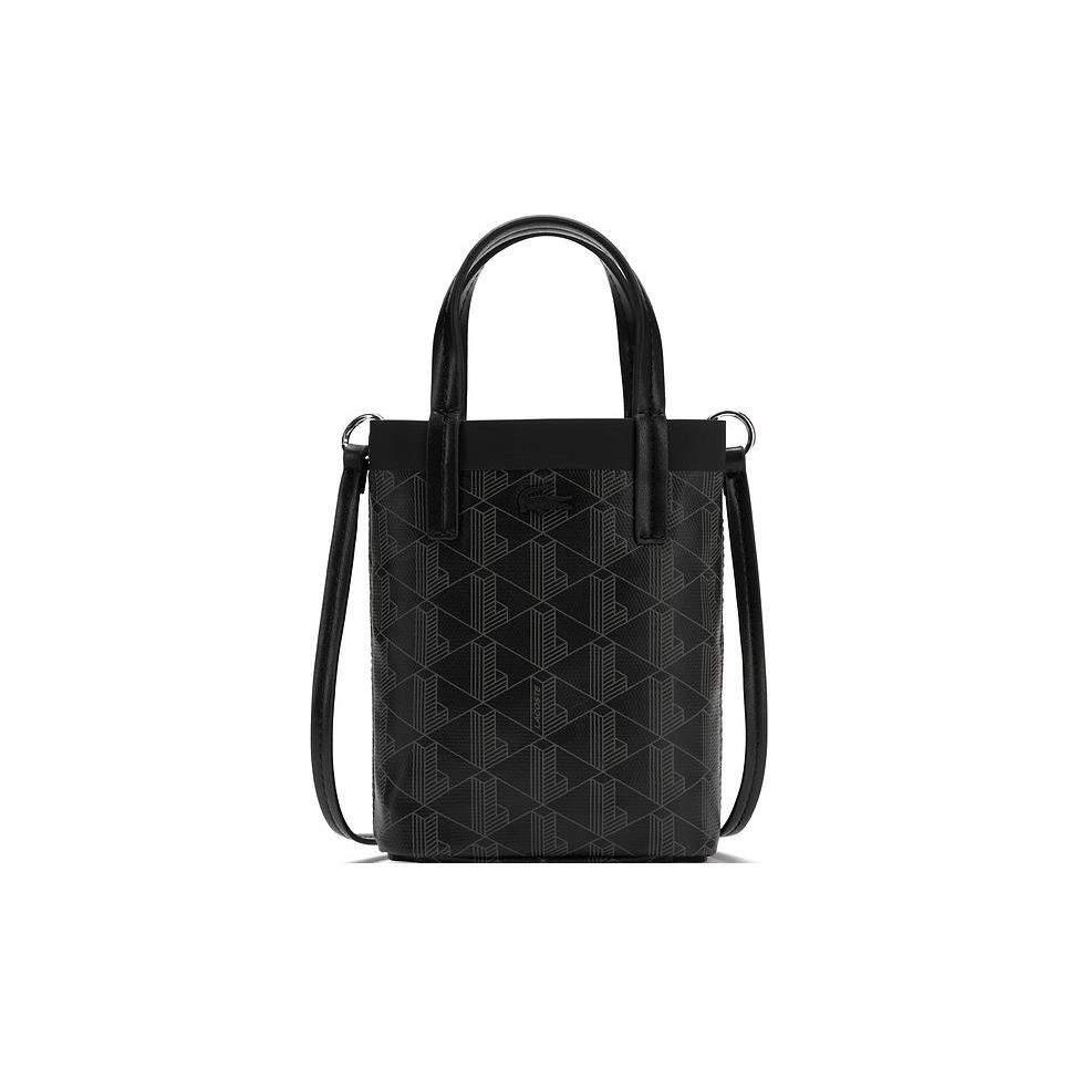 Lacoste Fashion Retro Print PVC Tote Shoulder Crossbody Bag Small Women bags Black Gray NF4463ZEH45 Extra Small