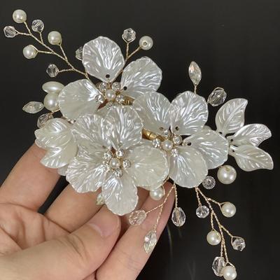 Korejský styl Křišťálová perlová květinová sponka do vlasů Elegantní krásná svatební čelenka Květinové sponky do vlasů Svatba Vlasové doplňky