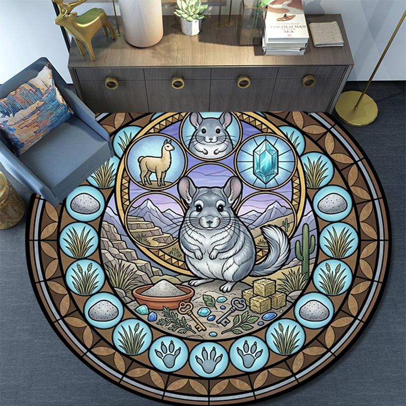 Hamsters Glass Journey Round Area Rug Under Office Chairs Bedroom Living Room Home Decor