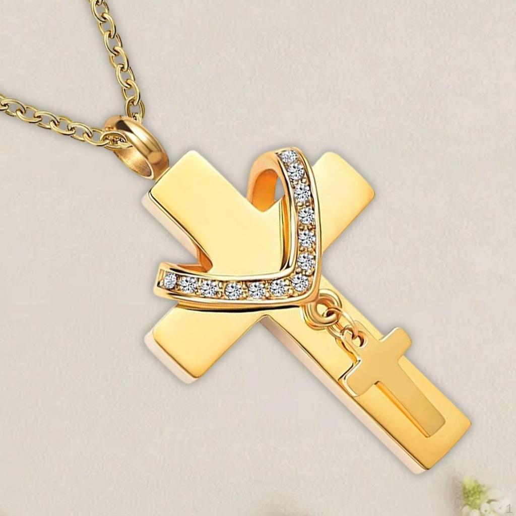 Double Cross Cremation Pendant Jewelry for Ashes Wedding Graduation Gifts