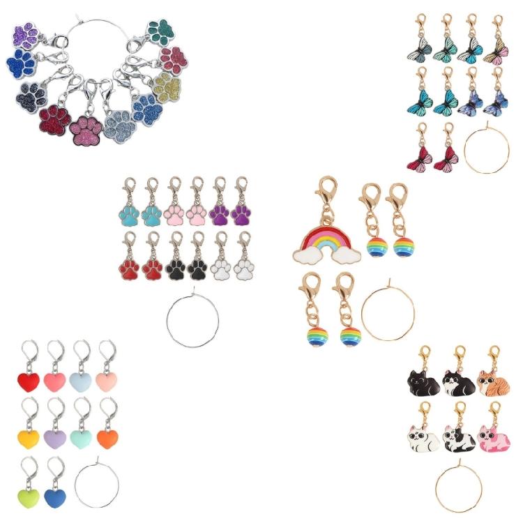 Knitting Progress Markers with Metal Clasps and Storage Rings for Crochet Row, Sewing Crafts and DIY Needlework