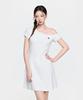 Emelbi Women'S Basic Off-Shoulder Shirred Ribbed Dress Ny (White)