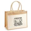 Tote Bag - PLANETEE - « I Can't Minimalist » Collection - Jute and Cotton Canvas - 21 L - Black Line Illustration