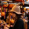 Cotton Knitted Wizard Hat Women Pointed Witch Hat Foldable Wide Brim Cap Halloween for Cosplay Autumn Winter Themed Party Costume Accessory