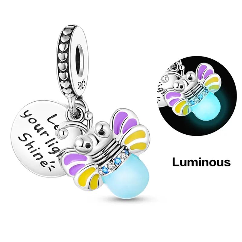 Copper Charm Chameleon Glowworm Light Bulb Firefly Star Moon Pendant Fit Original Bracelet Diy For Jewelry Making