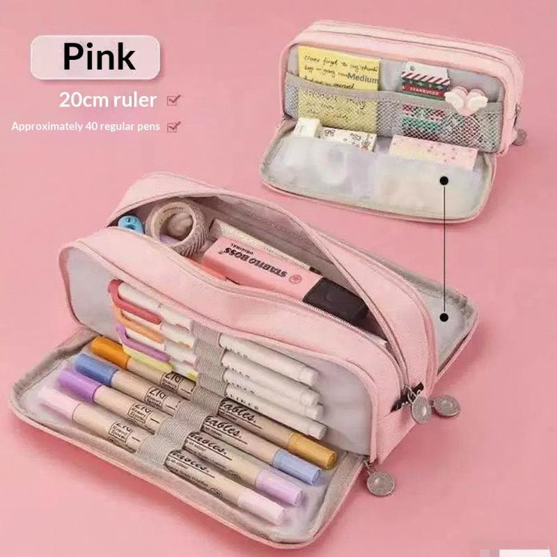 Canvas Pencil Case Large Capacity Multiple Colors Perfect For Students School Office Daily Use