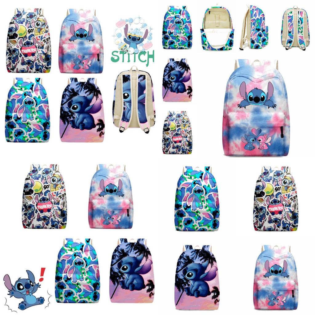 Zaino carino di Stitch per bambini con scomparti con cerniera e tasche