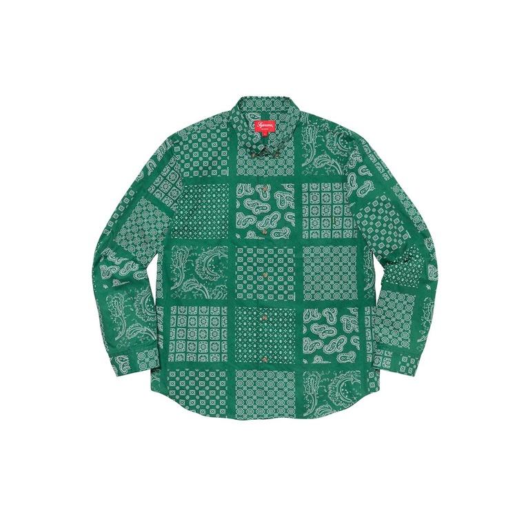 Supreme Paisley Grid Shirt `Green White`