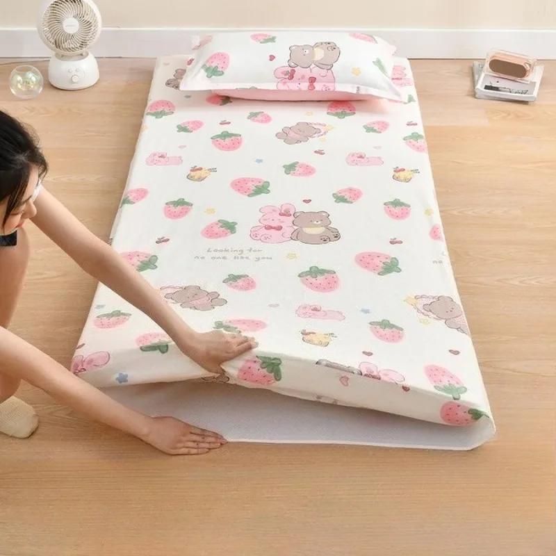 Printed college student mattress cover cotton velvet mattress cover dormitory mattress cover 90x200cm 1pcs