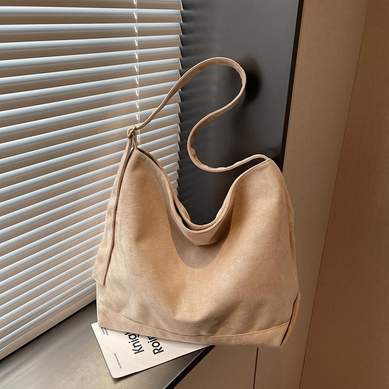 Minimalist Tote Bag for Women Fashion Shoulder Bag with Soft Suede Texture Large Capacity