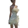 2026 European and American French lady style temperament ruffle leaf edge three-dimensional flower streamer irregular dress waist skirt