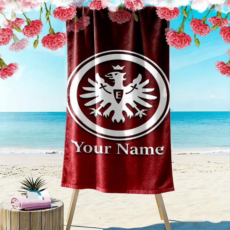 Eintracht Frankfurt Custom Name Print Beach Towel, Large Soft Quick Dry Towel for Beach Camping Swimming