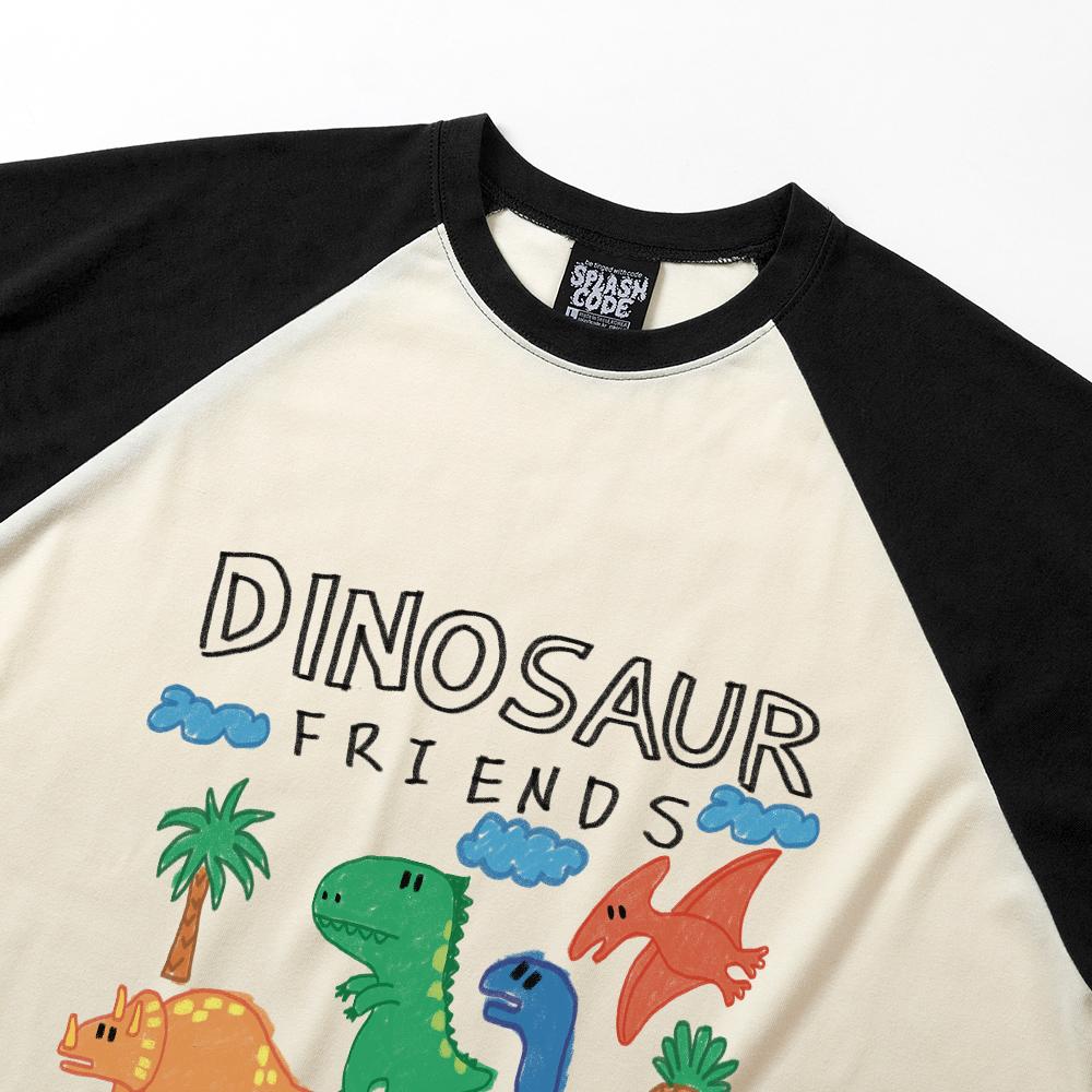 Seupeullaesikodeu Raglan Long Sleeve Cream - Crayon Dino Friends