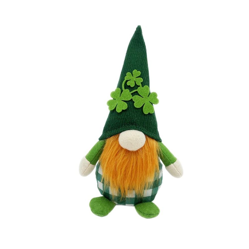 

Plush St Patrick s Day Faceless Doll Green Four-leaf Clover Rudolph Doll Elf Doll Bar Style D