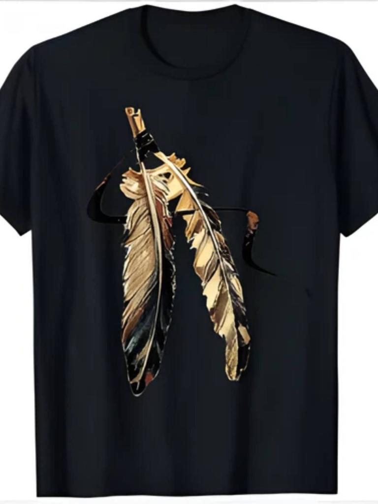 NEW Southwest Native American Indian Tribal Color Feather T-ShirtSame Style for Men and 2025 Summer