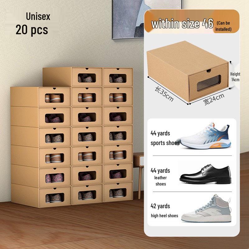 Schuhregal: Platzsparende transparente Kraftpapier-Aufbewahrungsboxen