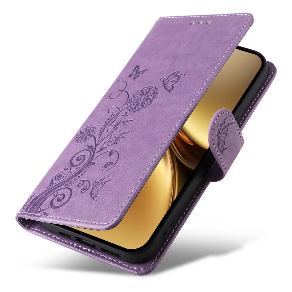 For Vivo X200 Pro 5G Leather Case Butterfly Floral Imprint Wallet Stand Cover