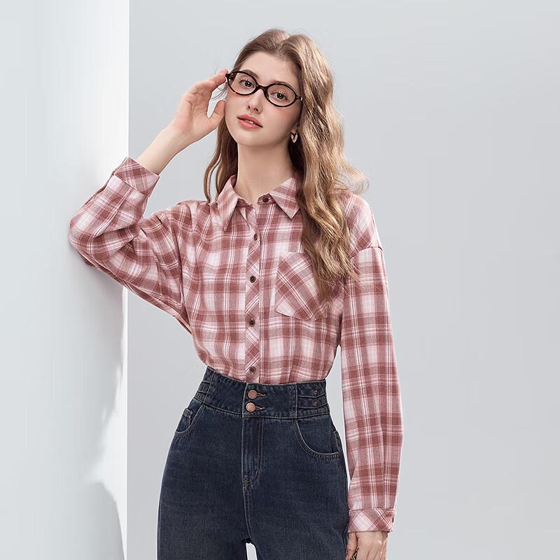 Betu Women's 2025 Winter Stylish Plaid Long Sleeve Shirt