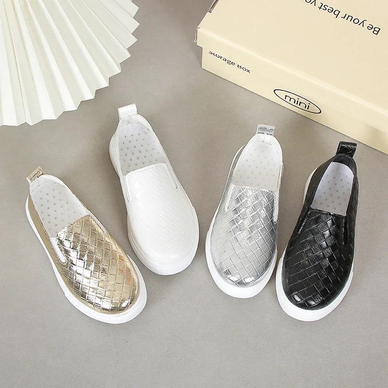 Scarpe Bambino Designer Stile Intrecciato Suola Morbida Scarpe Casual Bambini Versatili per Esterno Sneakers alla Moda Zapatos Deportivos Niños 14.5cm