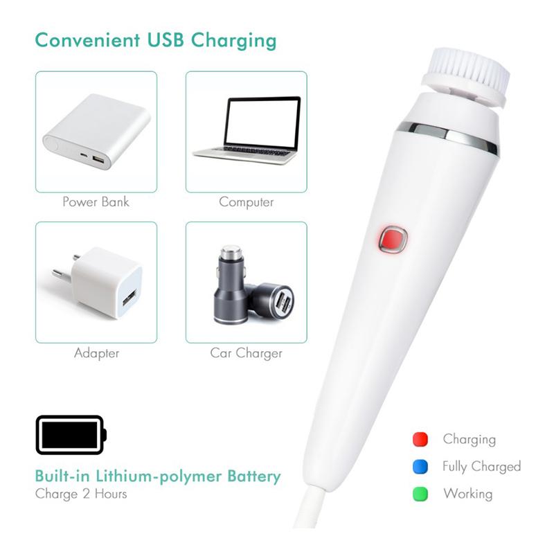 New Arrival Skin Care Device Facial Massager Electric Facial Cleansing Brush Waterproof Soft Silicone Face Washing Brush