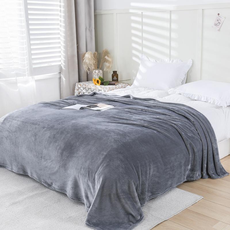 Solid Color Flannel Blanket Office Air Conditioning Soft Warm Imitation Mink Fur Throw Sofa Cover Bedspread Airplane Blankets